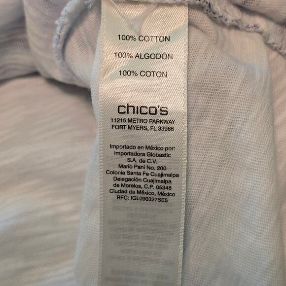 Chicos Top Womens Size Medium 1 Multicolor Stripe Short Sleeve Artsy Coastal - Picture 4 of 9